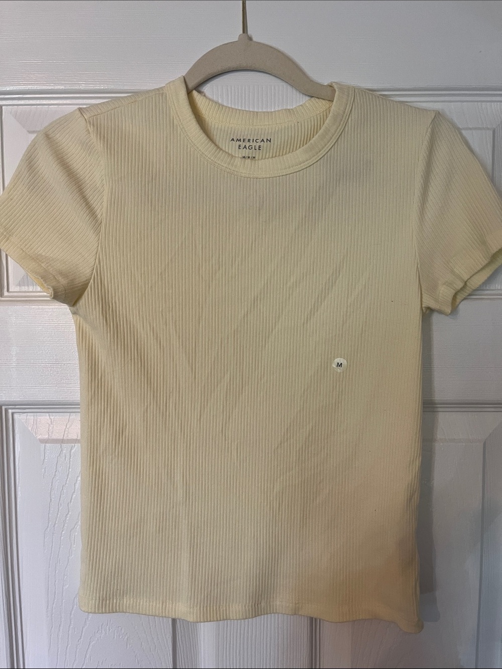 NWT American Eagle Outfitters Short Sleeve Ribbed Tee in Pale Yellow